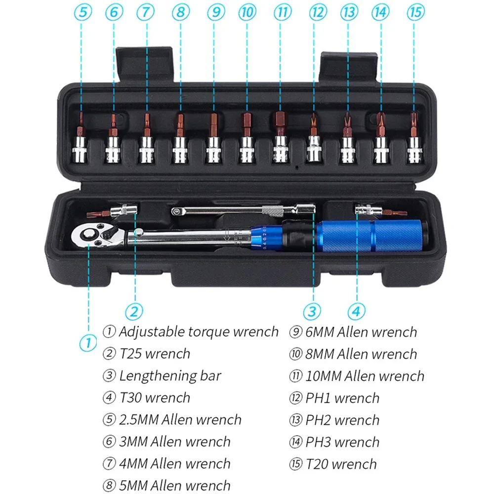 Imagem -06 - Square Drive Torque Wrench 2nm para 24nm Escala Dupla Precisos Bike Repair Ferramentas Manuais Two-way Chave Ratchet Ferramenta Spanner Bicicleta 4