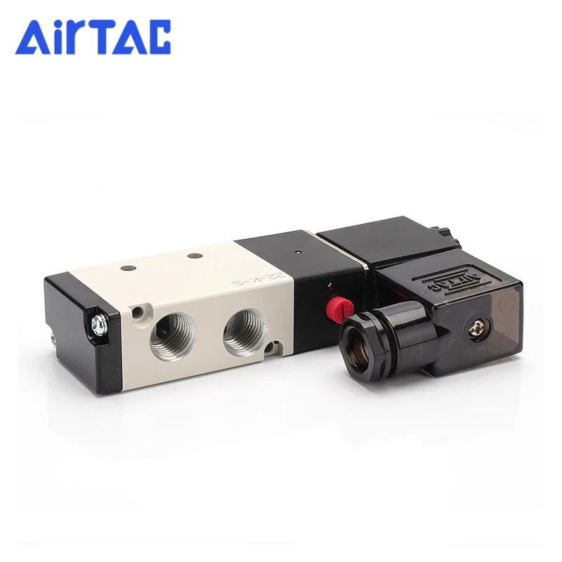 AirTAC 4V110-06 4V210-08 4V310-10 4V410-15 التحكم في الاتجاه 5/2 طريقة هوائي صمام الملف اللولبي الكهربائي DC12V 24V AC220V 110V