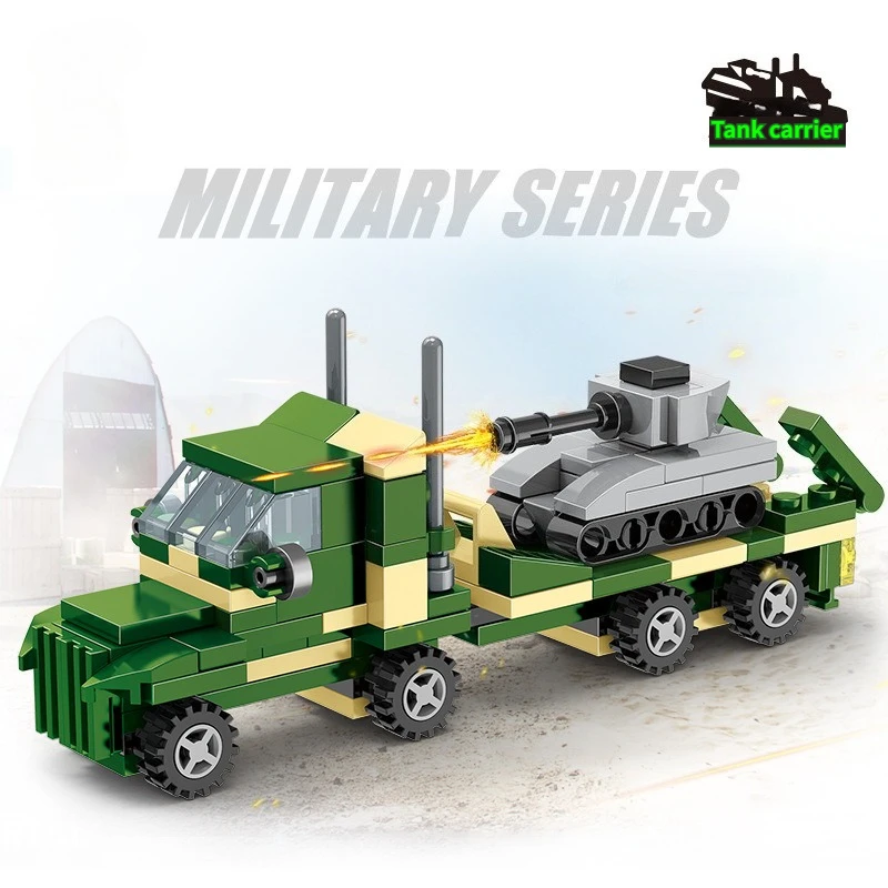 DIY Assembly Toy Set  Tank Loader Fighter Jet Aircraft Carrier Educational Military Building Blocks for Boys As A Christmas Gift