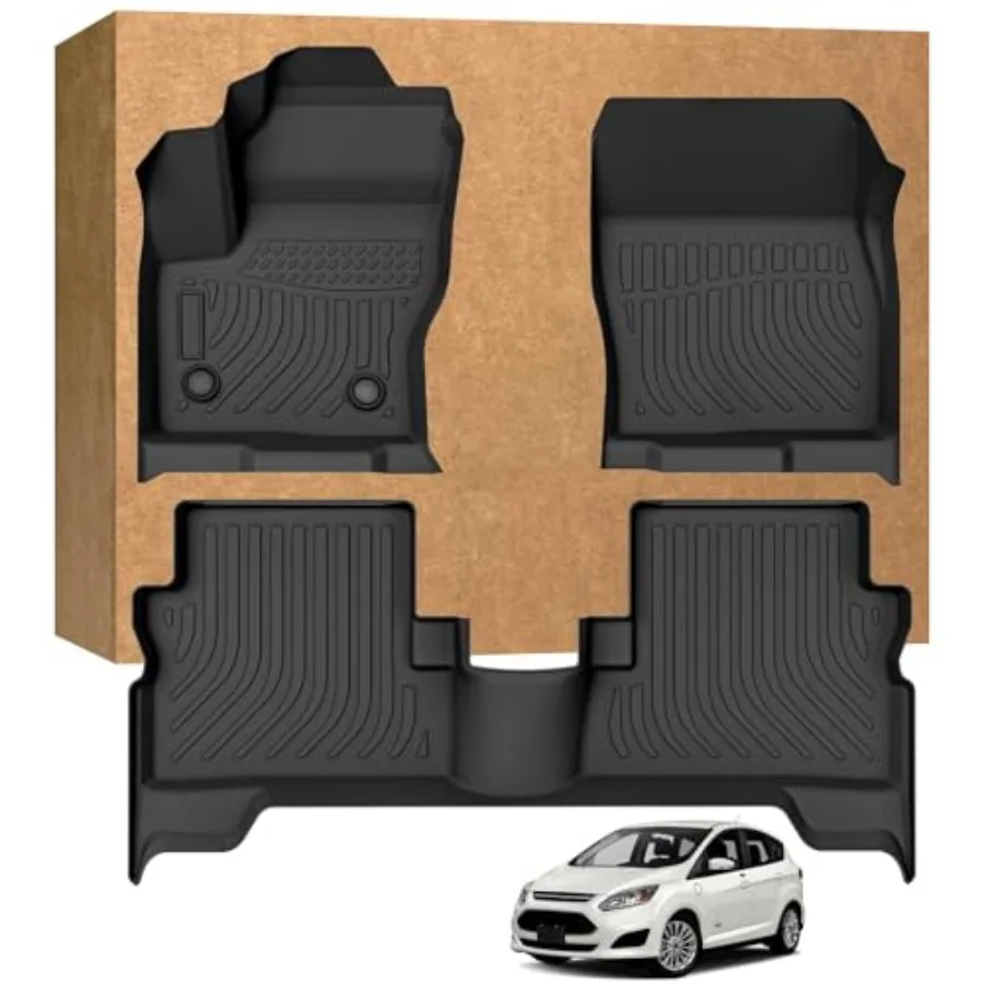 

Floor Mats for Ford Escape 2013-2019 and for Ford C-max 2013-2018, TPE Waterproof Non-Slip All Weather Protection Custom