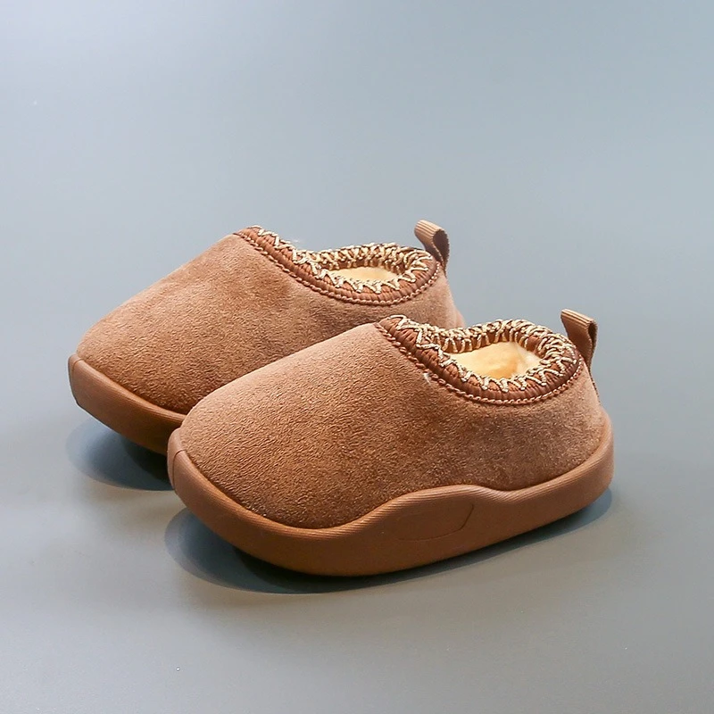 

New Fashion Fluffy Platform Slippers Children 2025 Winter Plush Warm Cotton Shoes Woman Comfort Non Slip Unisex Home Slippers