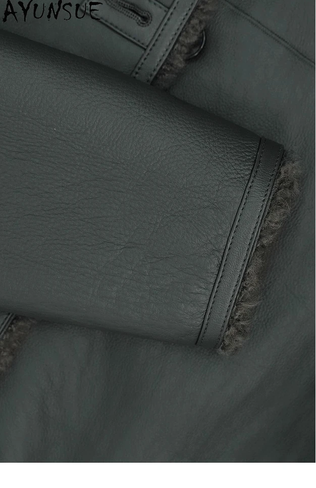 معطف فرو من جلد الغنم الطبيعي من AYUNSUE جاكيت نسائي من الجلد الطبيعي ملابس شتوية دافئة من الفرو الحقيقي للسيدات 2025 متوسط الطول شوبانا Жénska #5