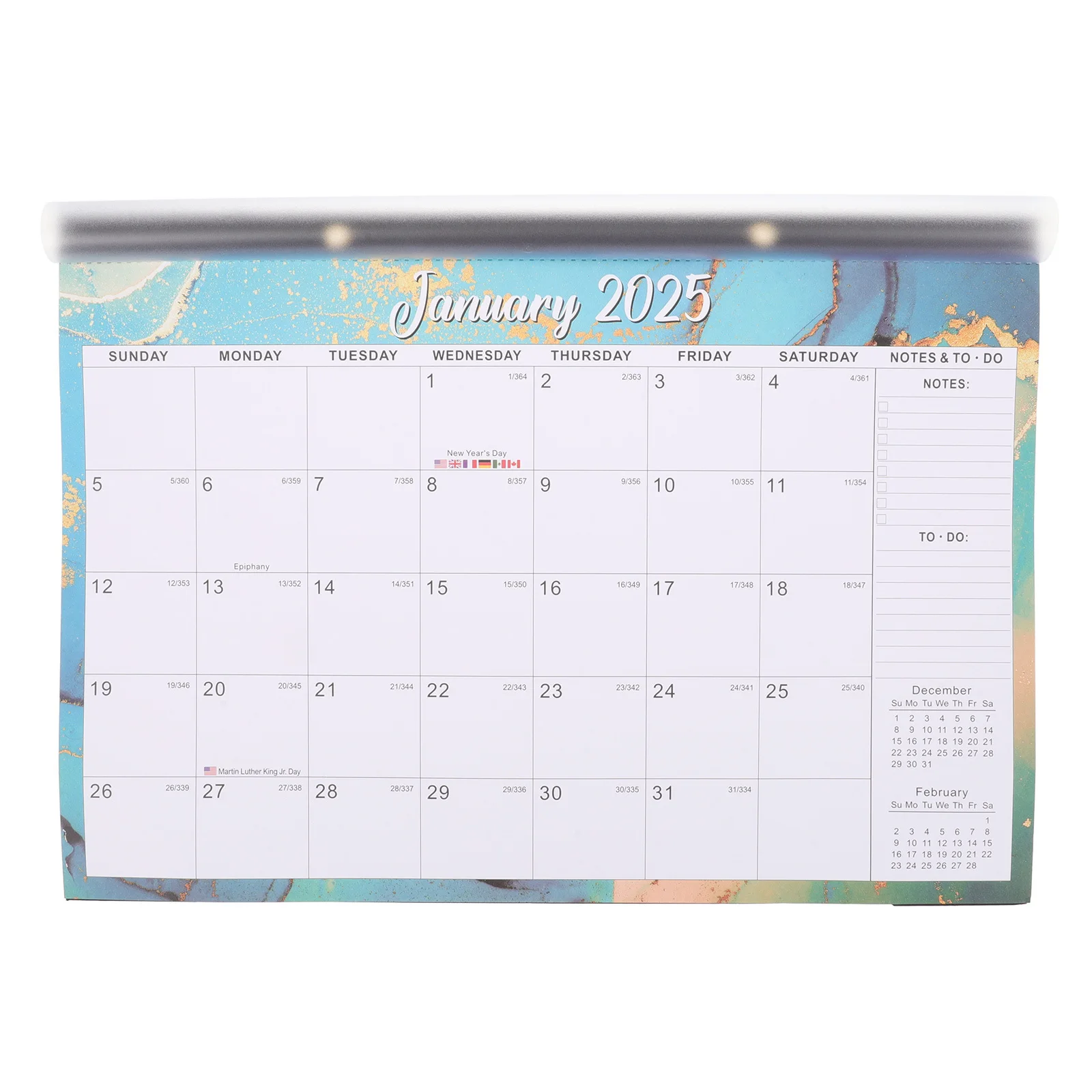 18pcs Kalender Dinding Gantung Bahasa Inggris untuk Kantor, Rumah, Ruang Belajar, Dekorasi Dinding Kalender Harian 2025-2026