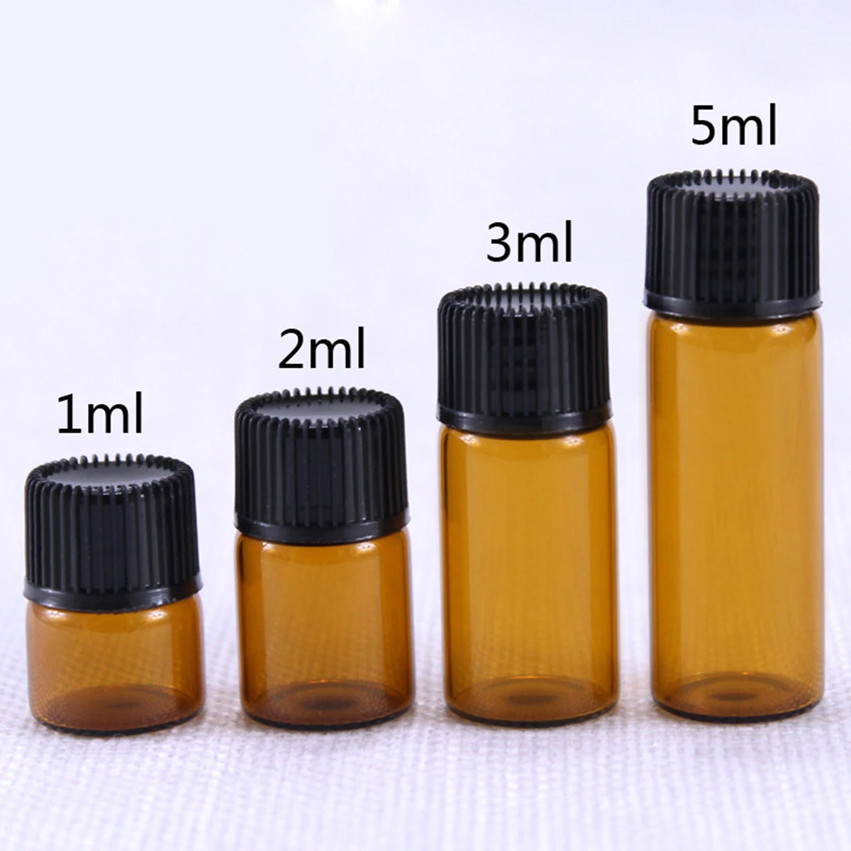

30 pcs Bottle Glass Bottles Small Glass Small Bottle For Oil Vial for Chemistry Storage Black Lid Travel Kit Sample Bottles
