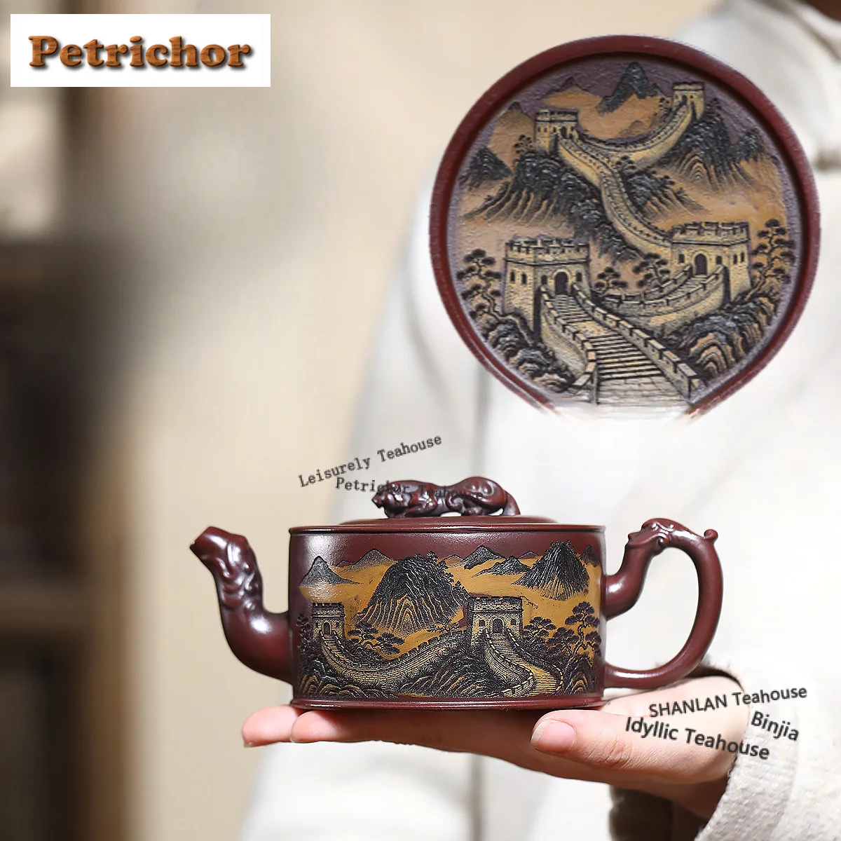 

320ML Yixing Purple Clay Teapots Handmade Pan Pot Raw Ore Antique Brass Mud Kettle With Filter Zisha Tea Set Tea Services Gift