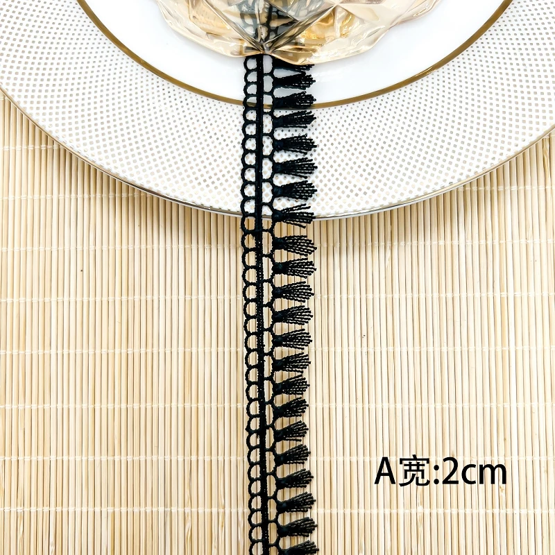 

60Yards white black tassel polyester lace lolita clothing accessories DIY lace embroidery Edges decorative trims