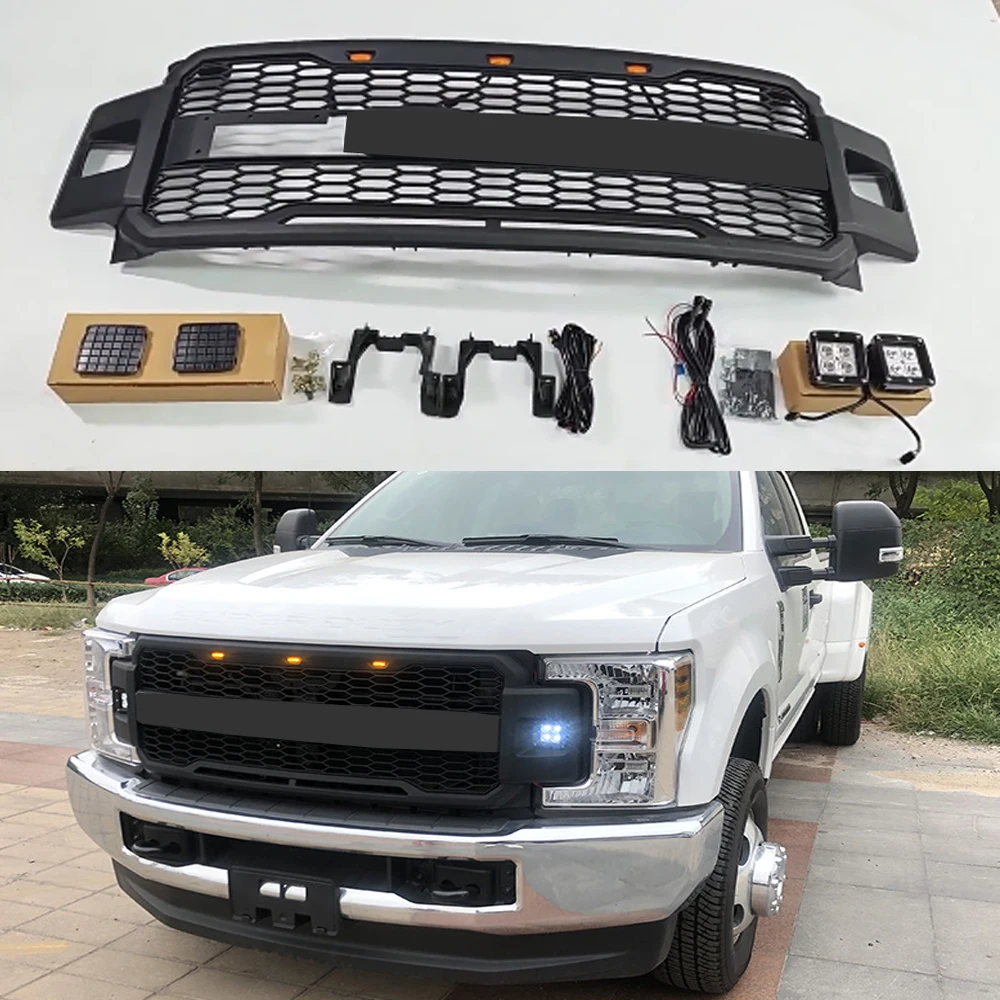 

For Ford F250 F350 2011-2016 2017-2020 Super Duty Raptor Style Honeycomb Mesh Radiator Front Bumper Grille