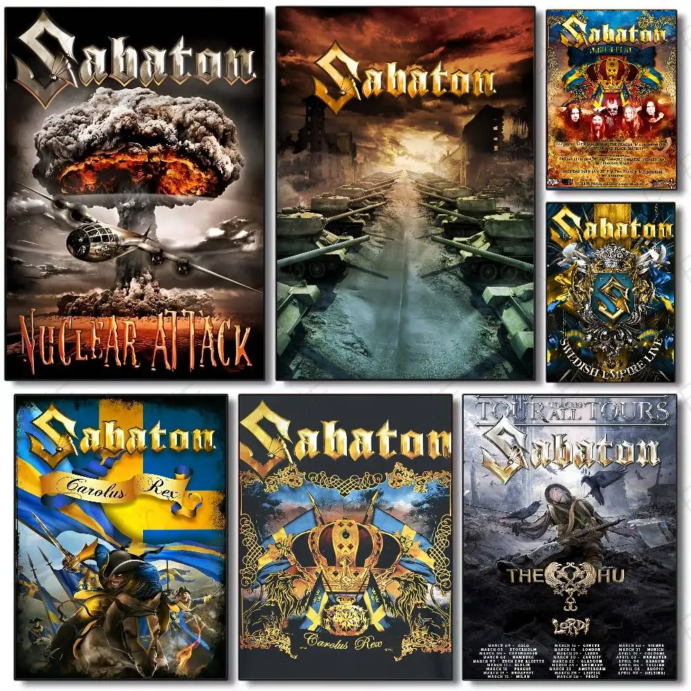 

S-Sabaton Metal Band Album Covers Poster Waterproof Vintage Movie Posters High Quality Wall Art Print For Room Decor Gift