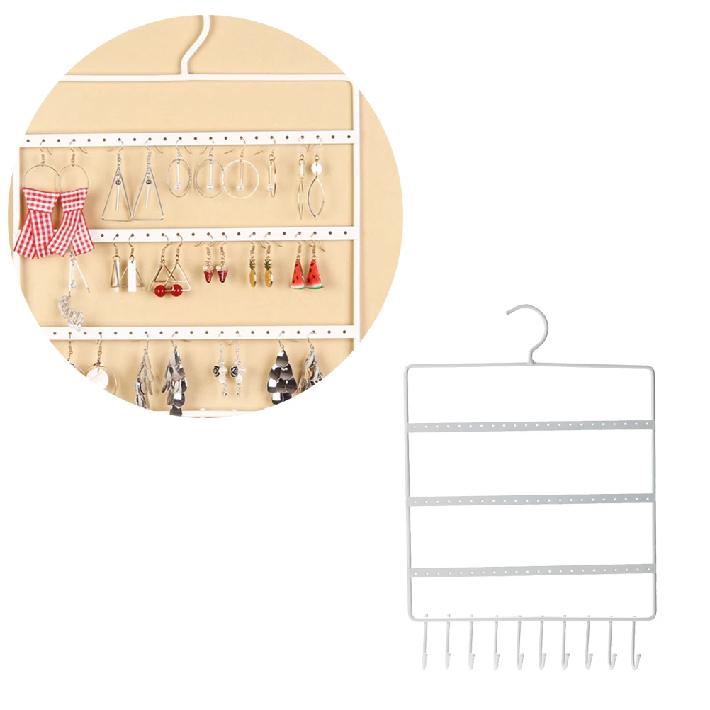 Stojak na kolczyki, 3-poziomowy, metalowy, wolnostojący lub do montażu na ścianie, organizer na biżuterię dla kobiet, biały.
