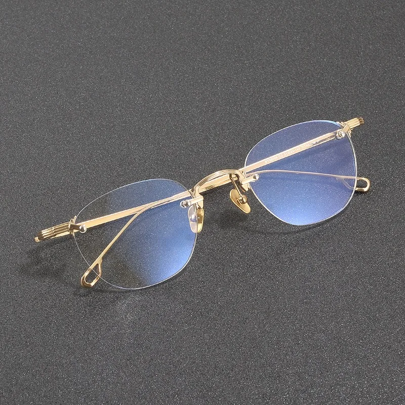 Generous Men's Frameless Glasses Pure Titanium Reverse R Temple Myopia Anti-blue Light for Women Eyewear Prescription Reading