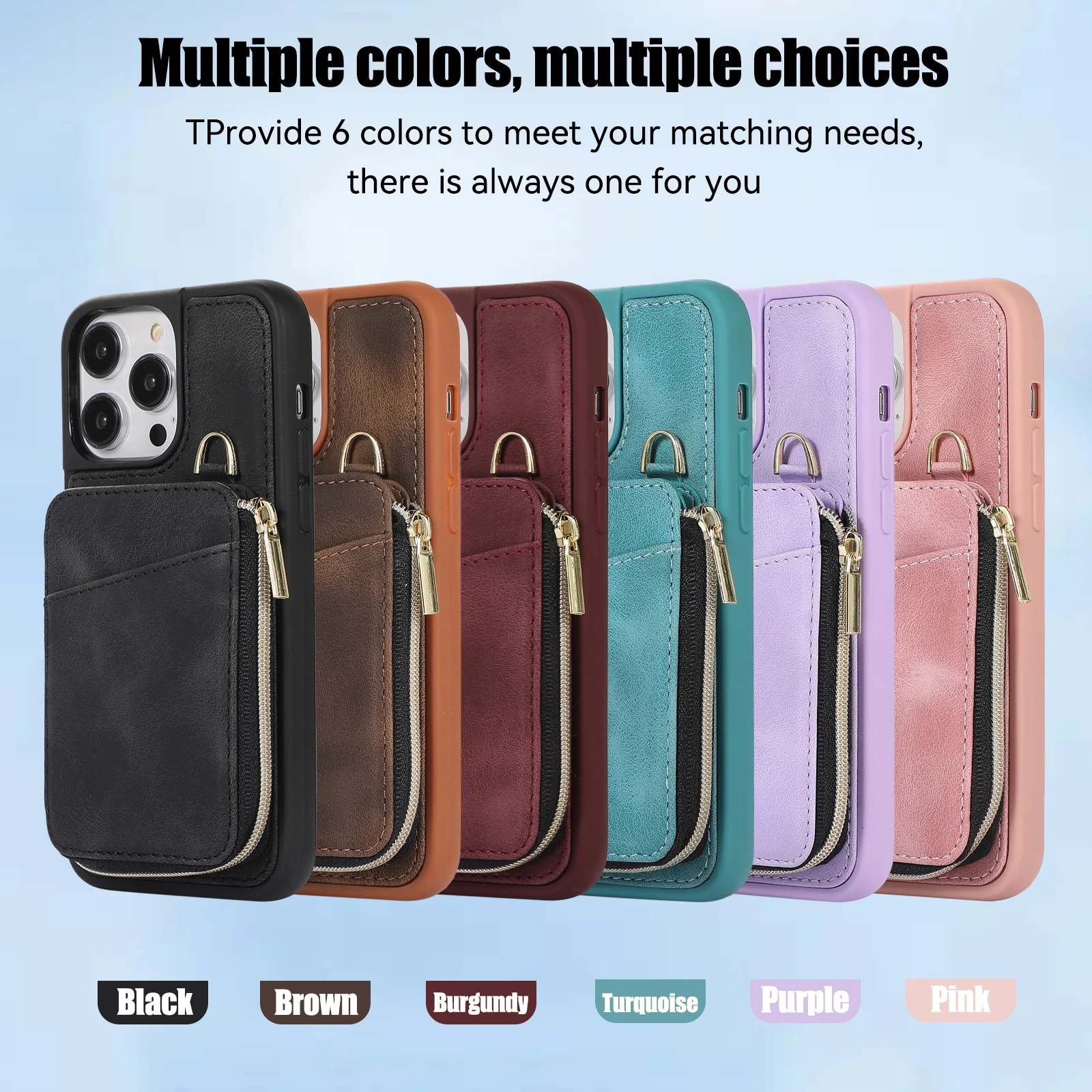 Retro Leather Card Holder Pocket Flip Case for IPhone 14 13 12 11 Pro Max Xs XR 7 8 Plus Zipper Purse Cards Wallet Phone Cover