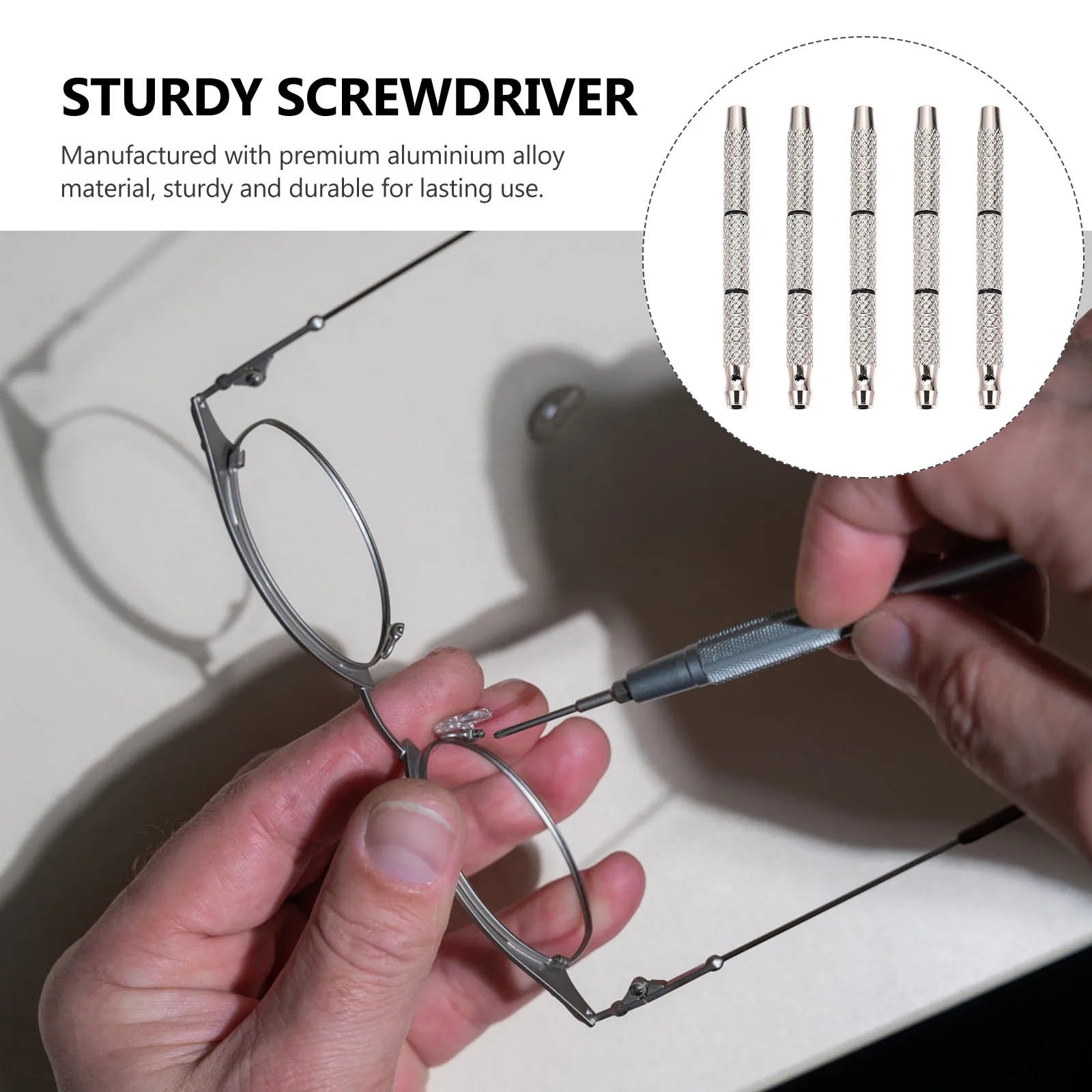 

5pcs Glasses Repairing Screwdrivers Sturdy Mini Tool for Sunglasses Watch Computer Multi Functional Durable Aluminium Storage