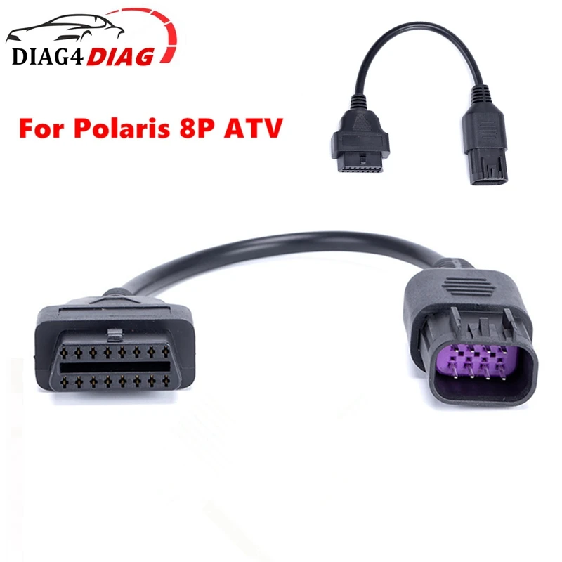 

NEW Motorcycle Connection Cable OBD2 To 8 Pin Diagnostic Adapter for Polaris 8pin RZR/Ranger/General/Sportsman/ACE/Slingshot