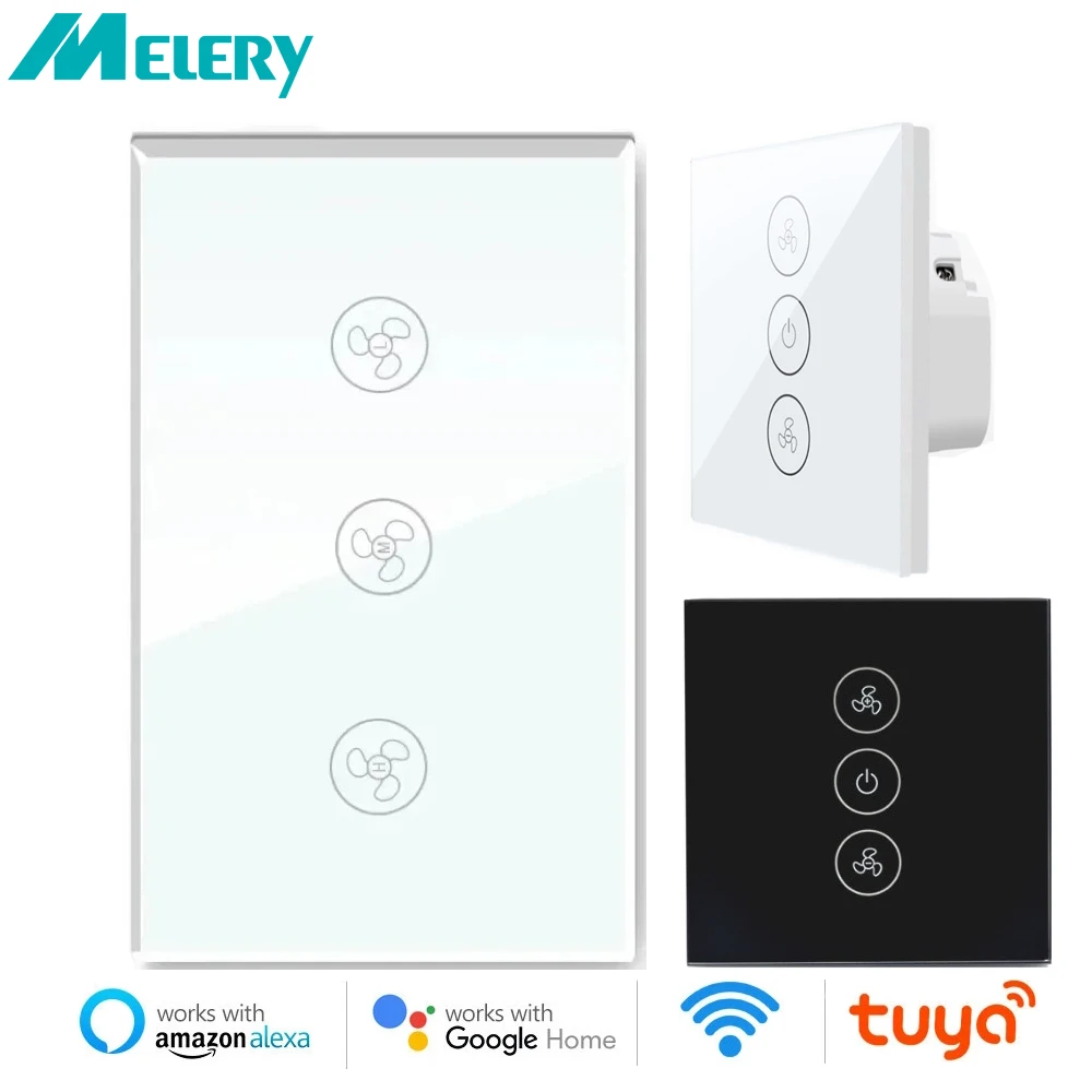 

Shawader Tuya Smart Wi-Fi переключатель потолочного вентилятора ЕС/США сенсорный стеклянный контроллер скорости дистанционного управления через Alexa Google Home Assistant Smartlife