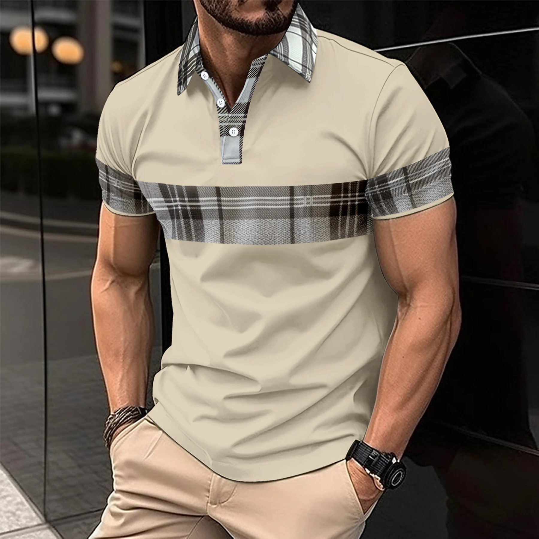 Sommer neue Herrenmode Kurzarm Polos hirt Büro Revers T-Shirt Herren atmungsaktives Polos hirt Herren bekleidung