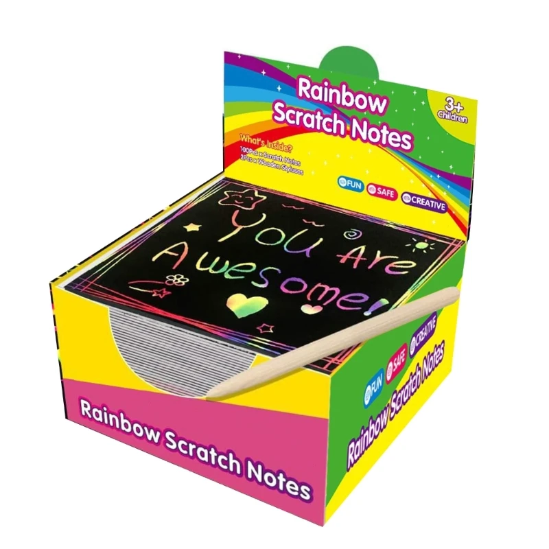 Scratch Notes Box Set, 100 Sheets with Drawing for Educational Play