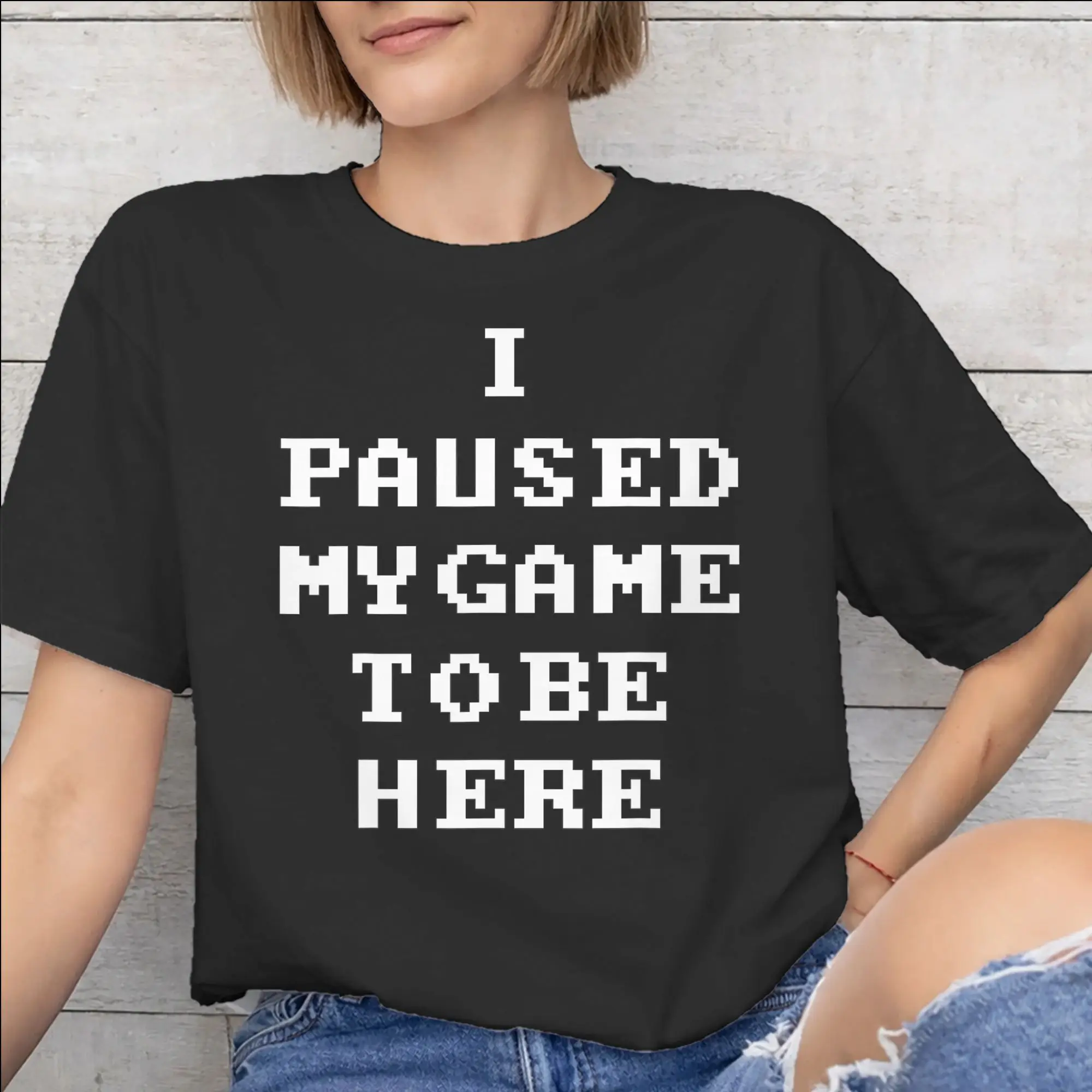 I Paused My Game To Be Here Graphic Printing T Shirts Men Women  100% Cotton  Tee Shirt Clothing