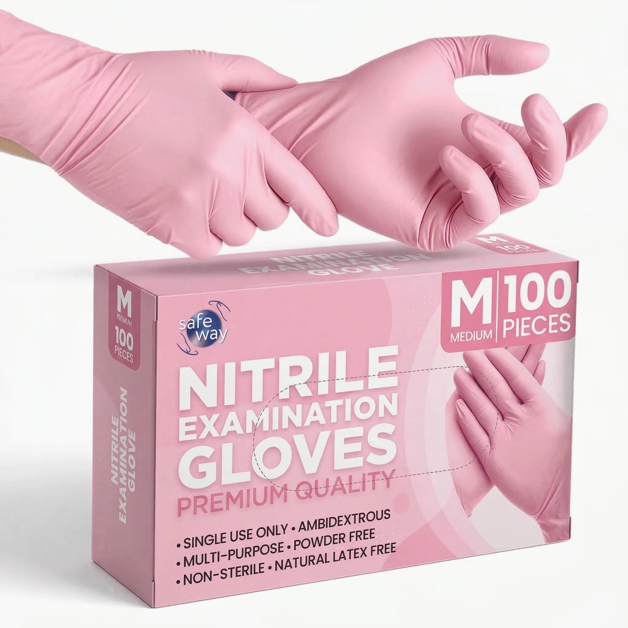 Rubber Glove Cleaning - 100pcs Deep Pink Disposable Nitrile Gloves