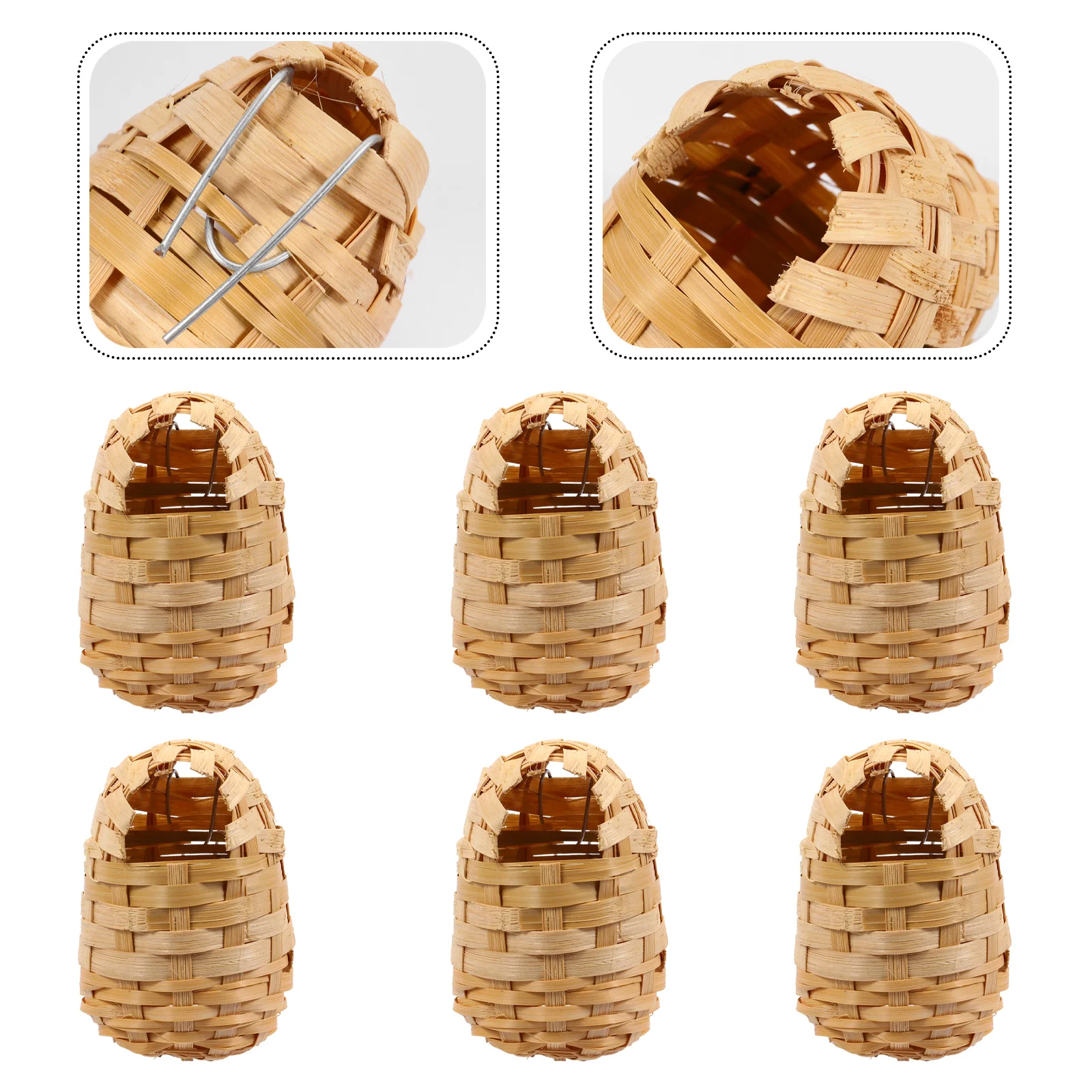 6 Pcs Handmade Bamboo Bird Nest Outdoor House Crafts The Bird's Handwoven Creative Birds for Resting