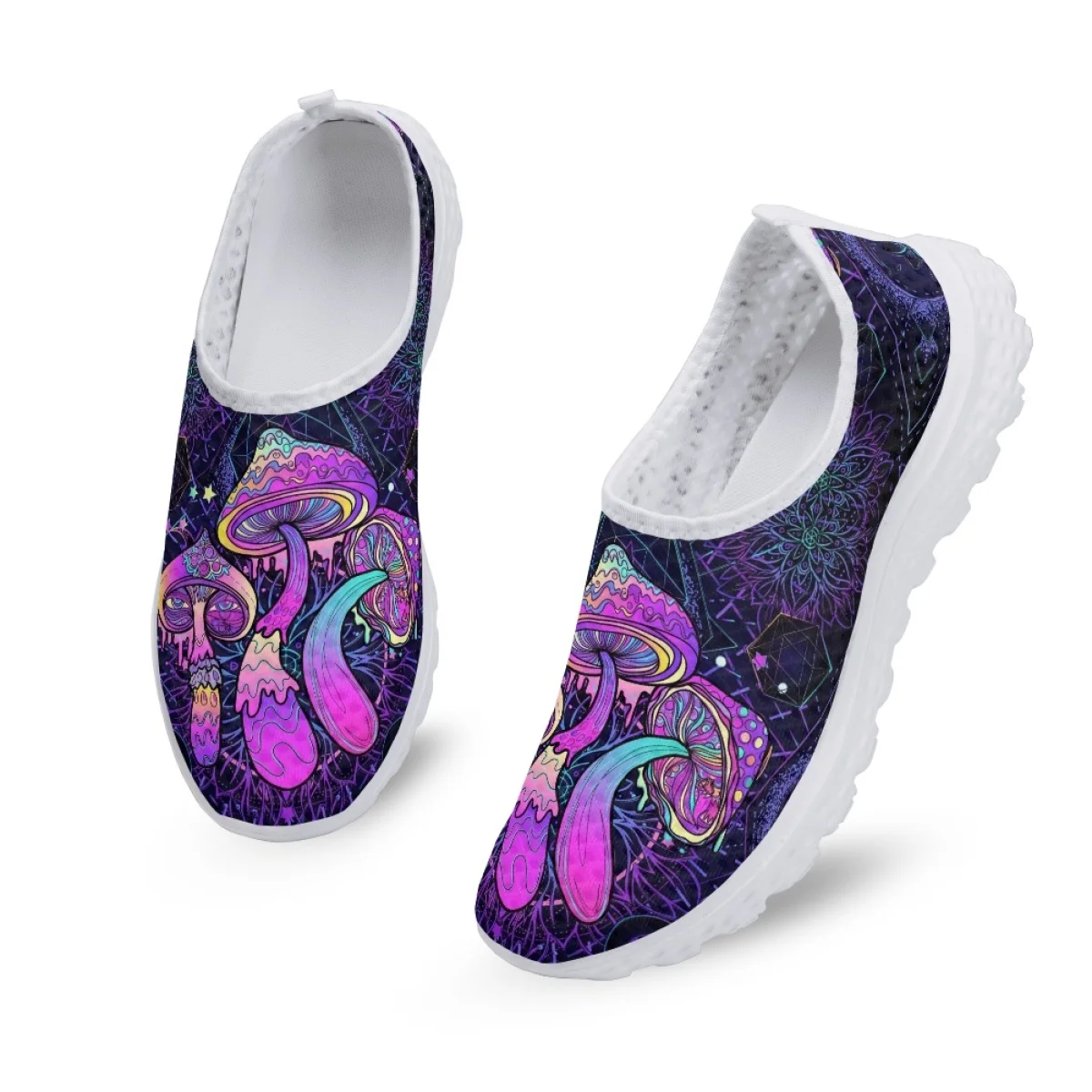 Psychedelic Mushroom Print Women's Casual Shoes Fashion New Outdoor Sports Flat Shoes Summer Autumn Light Breathable Mesh Shoes