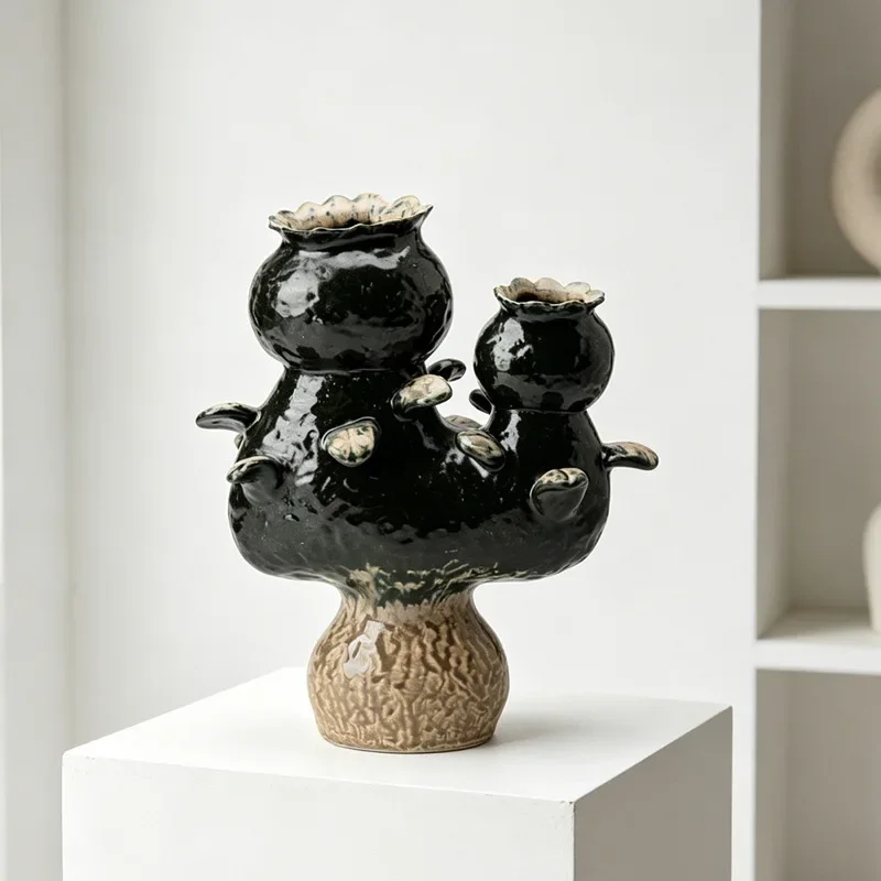 Creative Art Ceramic Vase Cactus Glazed Transformation Pottery Bottle Flowerpot Porcelain Handicraft Vases Home Decoration