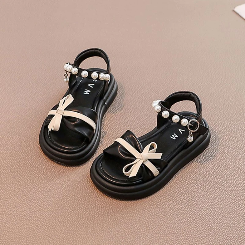 

Child Sandals 2024 Summer's Princess Dressed Bow Tie Girls' Shoes Fashion Casual Non Slip Kids Shoes Beach Shoes Zapatos