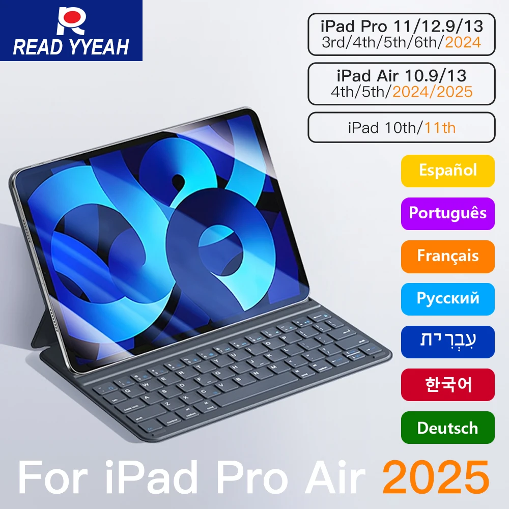 New 2025 Magic iPad Case With Keyboard For iPad 11th Air 4 5 6 Case Pro 11 12.9 11in 13in Bluetooth Wireless Keyboard Case Stand