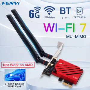 Bilashmart fenvi WiFi 7 FV BE8800 Intel BE200 Pcie Wireless Adapter Bluetooth 5.4 Tri band 2.4G/5G/6GHz Network Wifi7 Card 802.11be PC