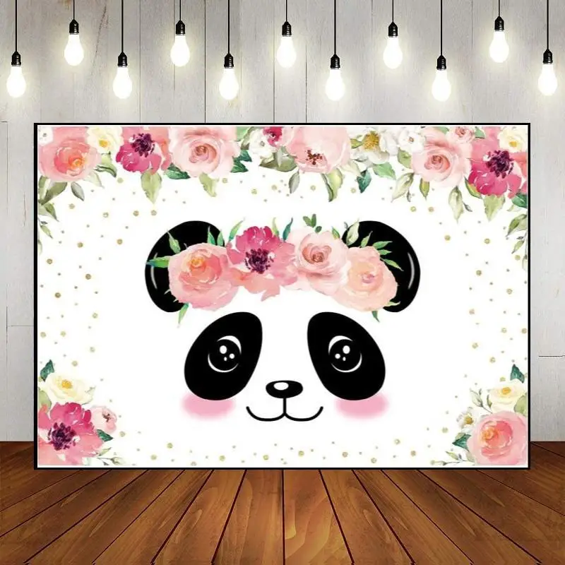 

Panda Bamboo Party Backdrop Photography Backdrops Cartoon Cute Background Newborn Props Baby Shower Photo Custom Birthday Happy