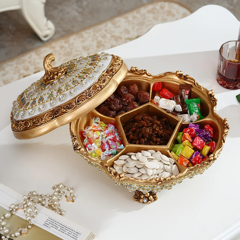 

Customizable frutta secca rotante europeo, tavolino da salotto per la casa, ornamento di lusso, piatto di semi di melo