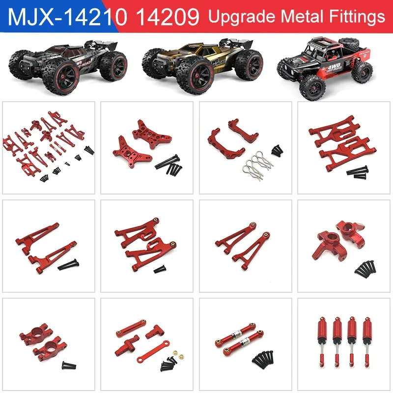 MJX-piezas De Metal Para Coche A Control Remoto 14210 14209 RC, Barra De Dirección De Brazo Oscilante Hacia Arriba Y Hacia Abajo