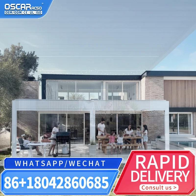 

Индивидуальная устойчивая к изменению погодных условий пергола 8x8 с жалюзийными панелями из чистого алюминия, раздвижная, водонепроницаемая, для двора, патио, сада