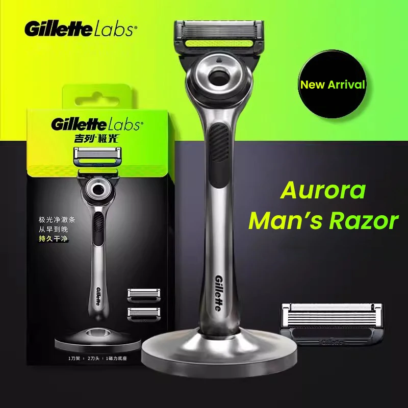 Original Gillette Labs Aurora Series Razor Manual Shaver for Men Face Clean Beard Shaving with Sideburn Trimmer