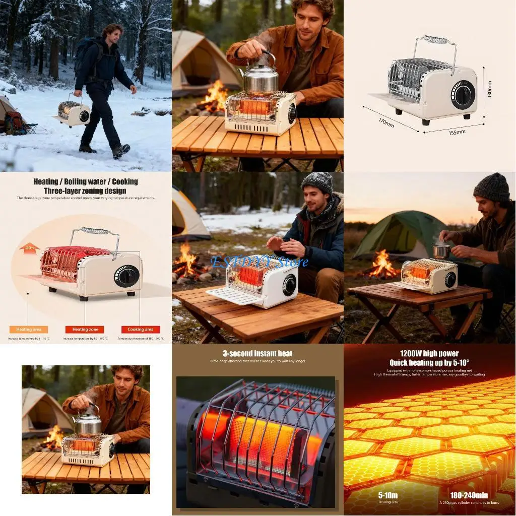 G6DE معدات التخييم موقد قابل للنقل خطة رقيقة تسليط الضوء على حقيبة التخزين لراحة الدفء