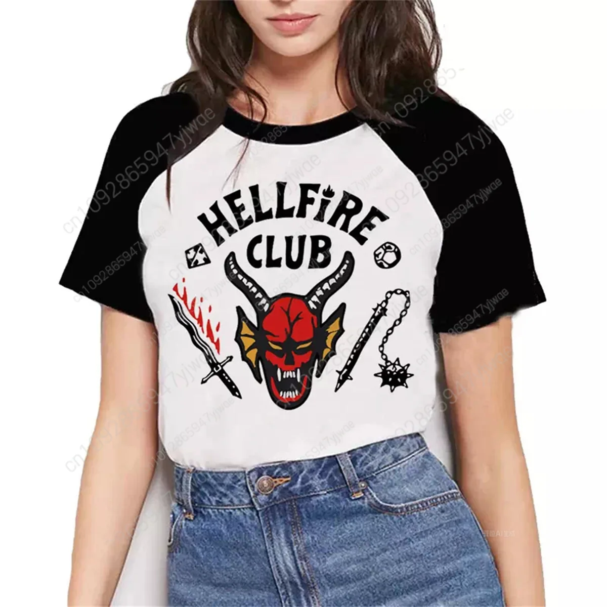 تي شيرت Hellfire Club Demogorgon Ugly عالي الجودة بأكمام قصيرة تي شيرت صيفي برقبة دائرية مريح ملابس الشارع الشهير تي شيرت رجالي ونسائي #3