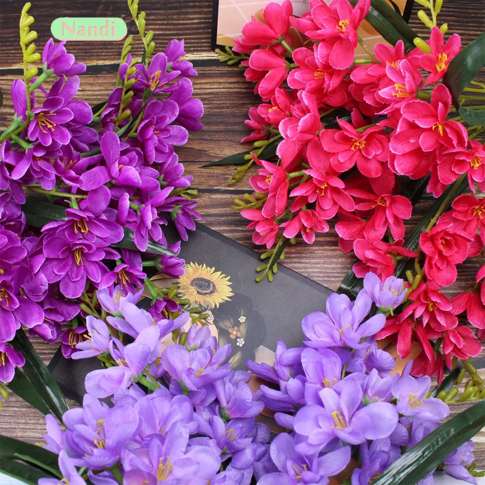 9-Forked سنو الأوركيد محاكاة زهرة DIY بها بنفسك زهرة المواد الأوركيد للزينة الزفاف ديكور المنزل لينة الجدول الديكور