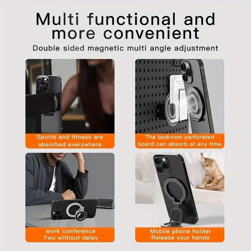 Double-sided mobile phone holder, magnetic ring buckle, bracket type magnetic grip 360 degree rotation, magnetic ring support, foldable bracket, suitable for magnetic iPhone 17/16/15/14/13/12 Pro Max car mobile phone holder view 7
