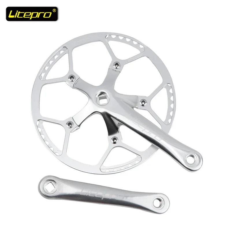 Litepro Folding Bicycle Crankset Wide and Narrow Teeth 130BCD Chainring 45/47/53/56/58T Square Hole 170mm 130BCD 5claw Crank