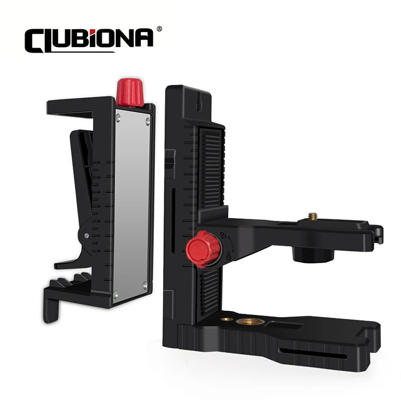 Clubiona Adjustable Strong Magnetic Laser Level Wall Mounted L-Bracket with Clip Holder Hanger 1/4 or 5/8 Threaded Stand Support