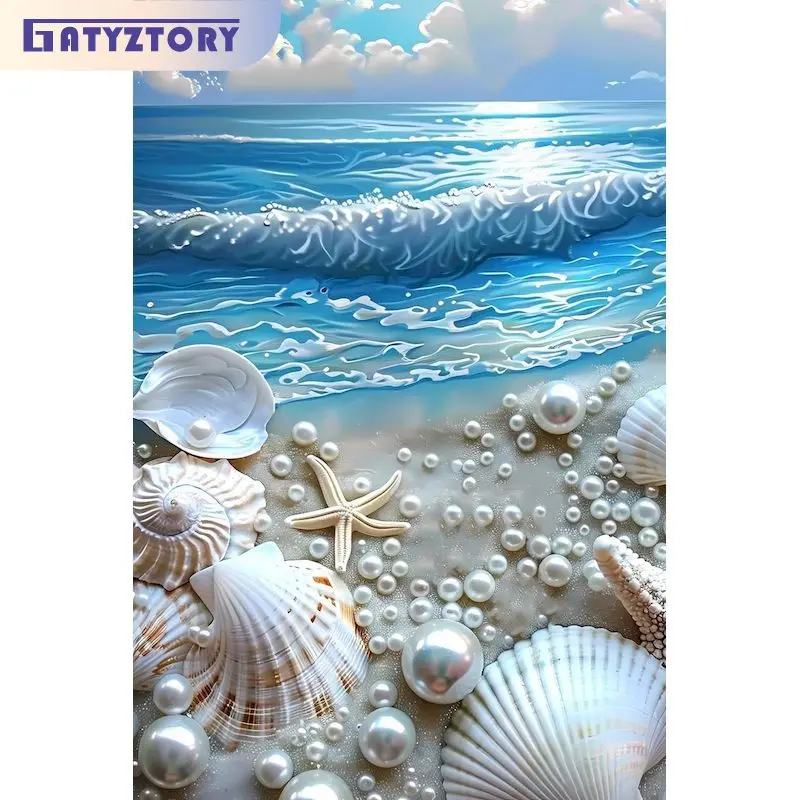 

GATYZTORY Beach Diamond Painting Kit Wall Art Picture Diy Adult Crafts Kits Scenery Full Round/Square Paint By Diamonds Home Dec