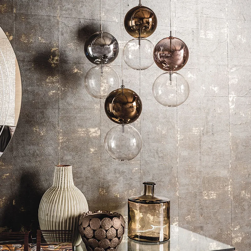 Nordic Modern Glass Pendant Lights LED Colorful Hanging Lamp Dining Living Room Kitchen Home Decor Lighting Fixtures E27