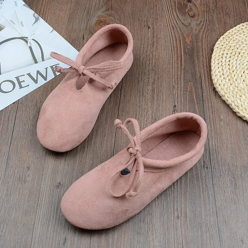 Retro Doll Shoes Literary Small Fresh Womens Flats Mori Girl Handmade Soft Sole Comfortable Shallow Mouth Flat Shoes