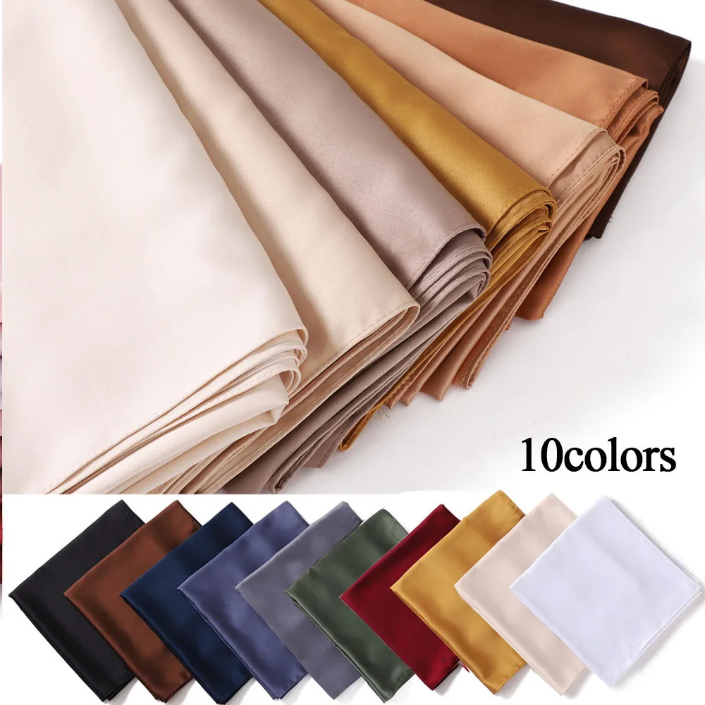 110*110Cm Satin Imitation Silk Square Scarf Satin Silk Square Scarf Islamic Turban Headband Bandana Breathable Neckerchief