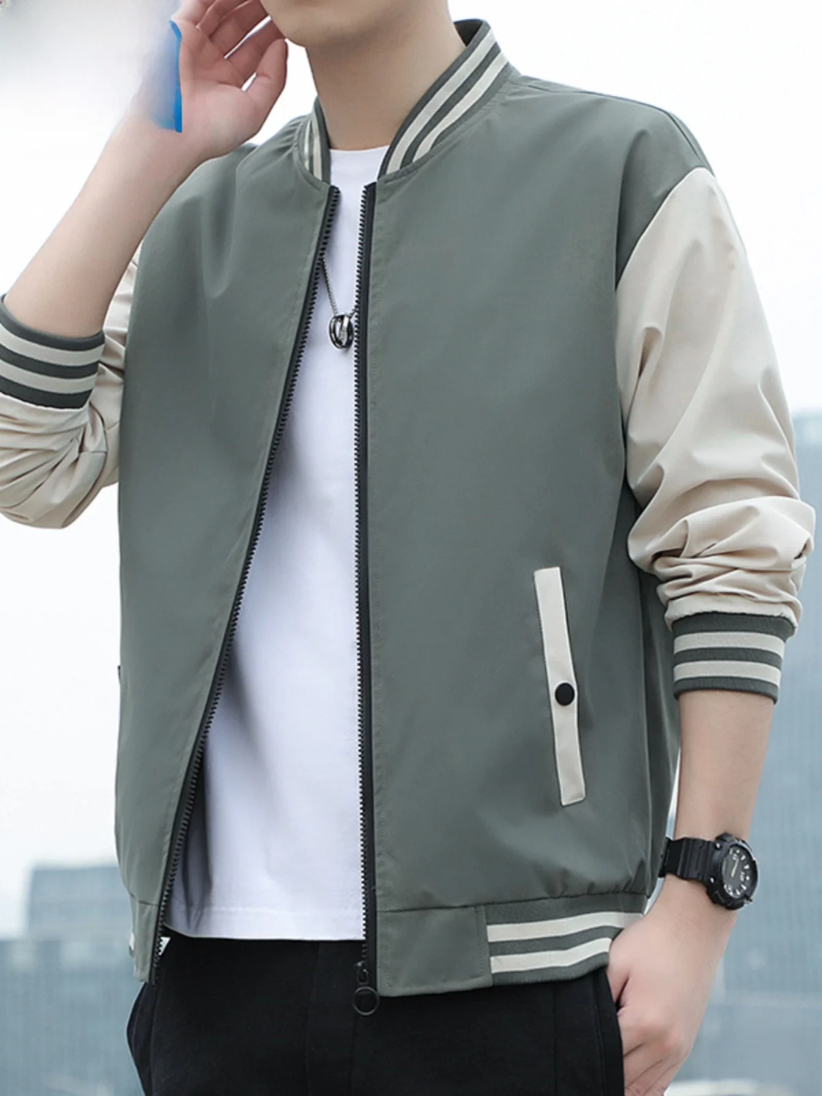 

Paul 2024 Men's Autumn Winter Jaet Baseball Collar Outdoor Sports Youth Faion Urban Sle Long Sve Polyester Fiber