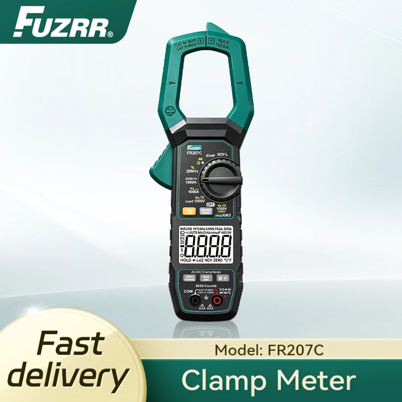 FUZRR FR207C NCV LIV True RMS Multimeter AutoRange Digital AC 1000A Current Clamp Meter DC1000V Current Clamp Meter