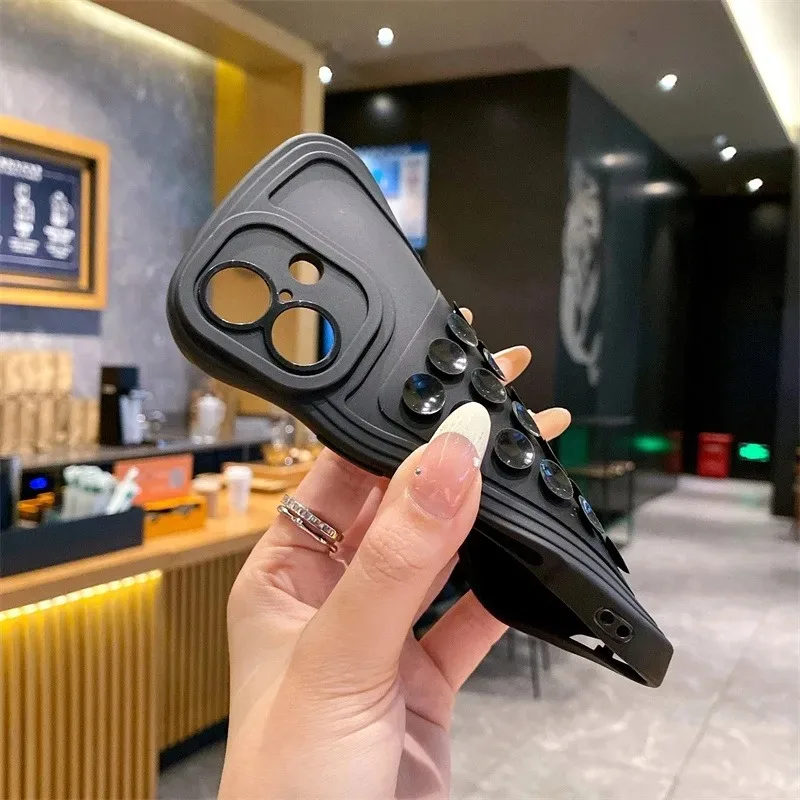 Fixing Suction Cup holder Curly Wave Case for iPhone 16 15 11 12 14 13 Pro 7 8 Plus 16e X Xs Max Xr Soft Silicon Fixed Pad Cover - náhled 4