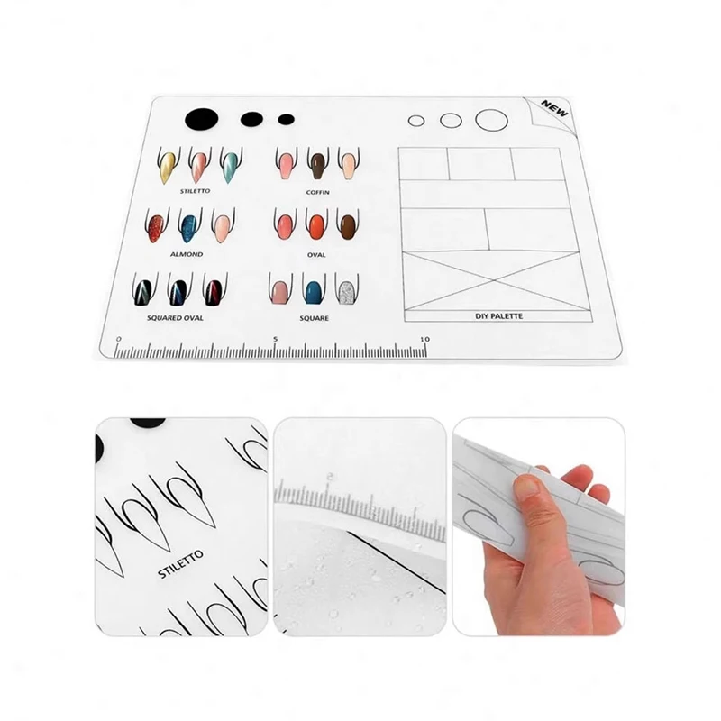 

Nail Template Nail Application Learning Tool 15*18cm Silicone Nail Art Display Color Pad Table Mat Decals Training Practice