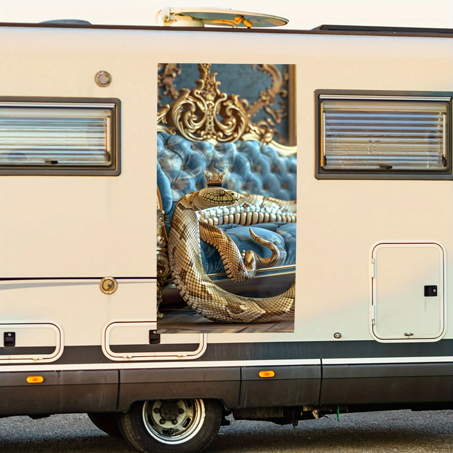 

Golden Snake Car Hood Sticker PVC Self Waterproof Stick, Striking Auto Exterior Accessories Decor Protect Gift for Car Lover