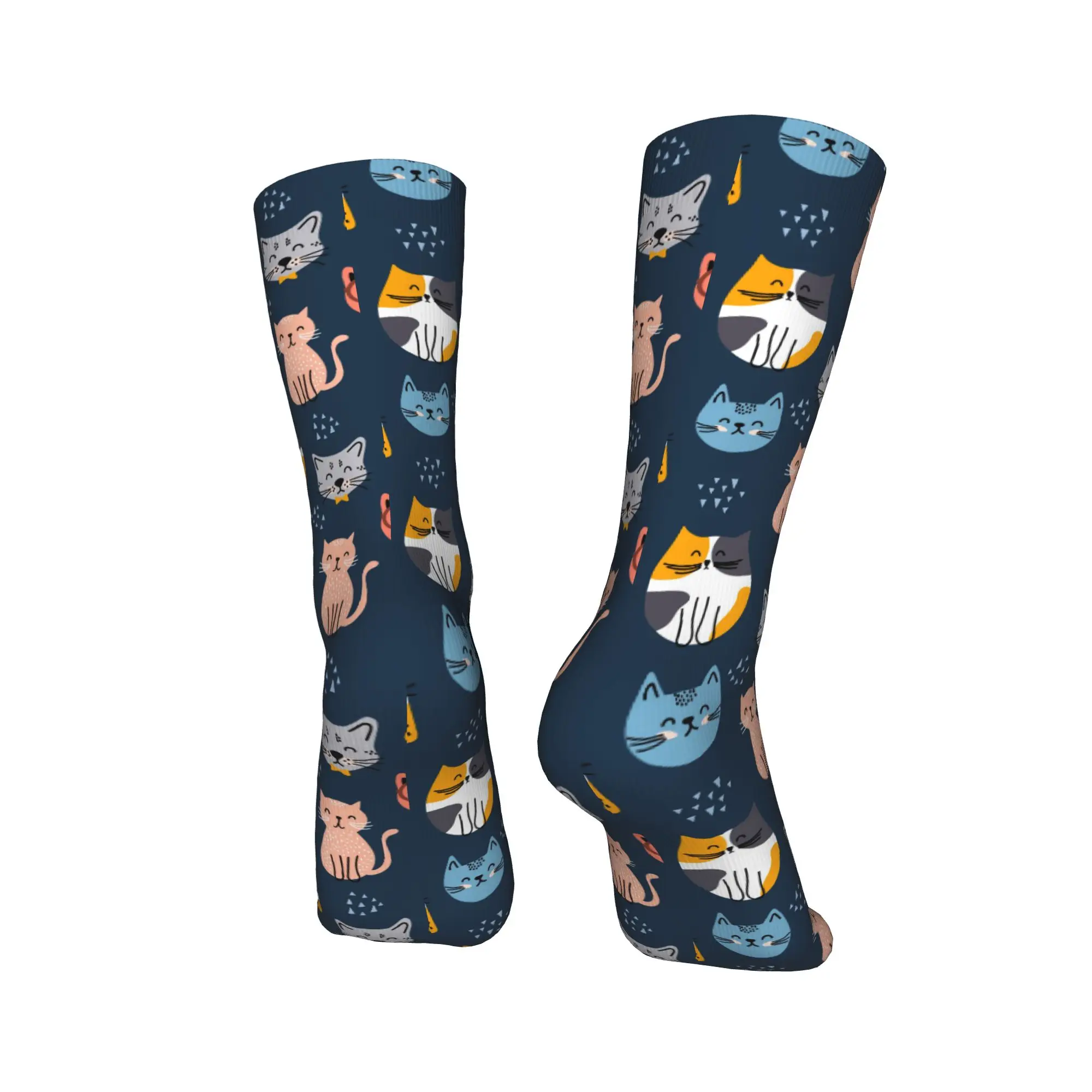 ถุงเท้าสตรีทแวร์ลายการ์ตูนแมวน่ารัก สีสันสดใส ถุงเท้าผู้หญิงผู้ชาย ถุงเท้าสเก็ตบอร์ดเนื้อนุ่ม อุ่นสบาย