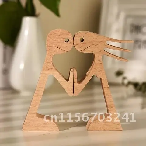 Wooden Statue Handmade by Two Men from Beech Wood with Excellent Craftsmanship for Special ECO Gift for Wife, Husband, Family,